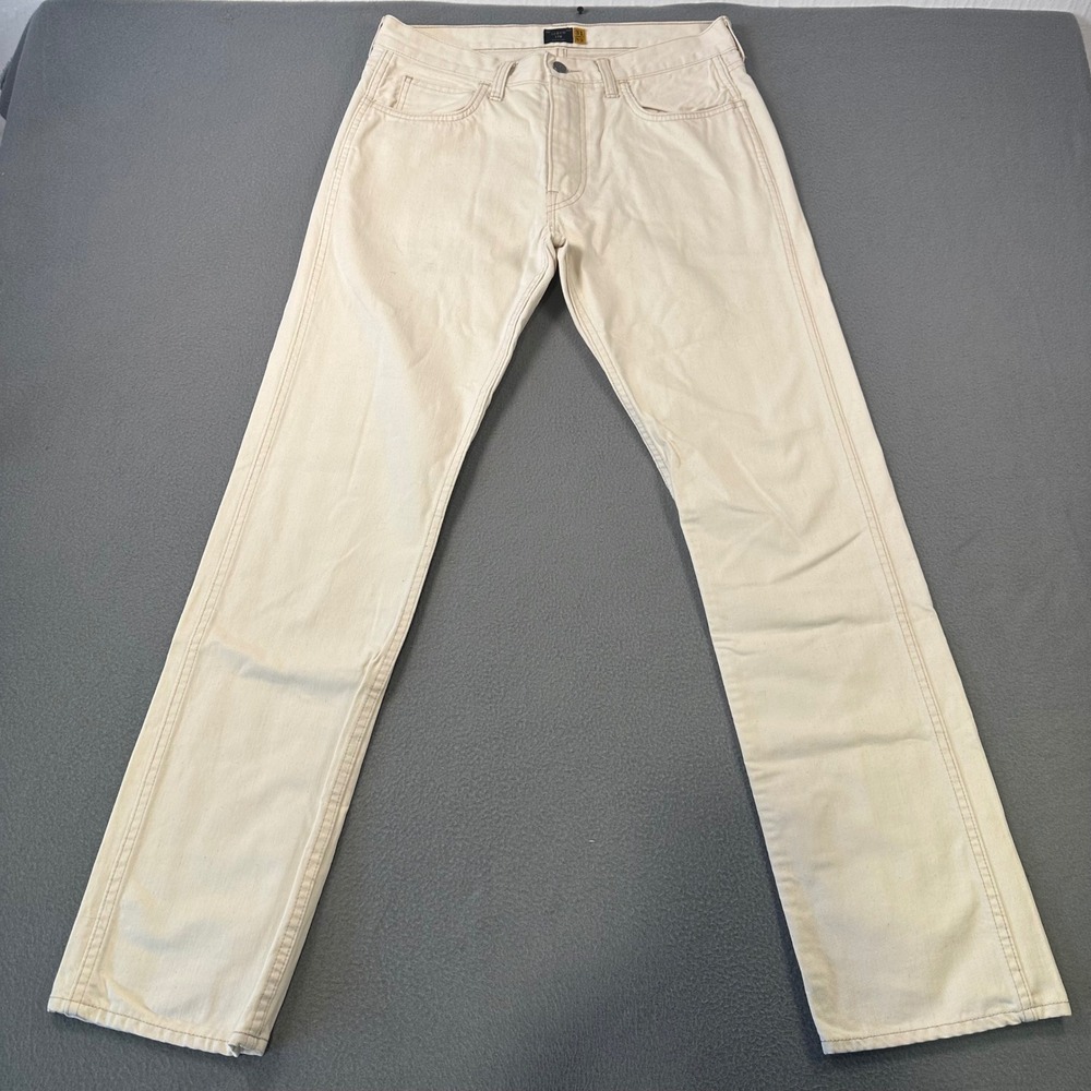 J.Crew 770 Straight Fit Pants Mens 32x32 Cream Off White Denim 100% Cotton